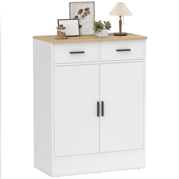Sideboard för vardagsrum - Skänk - 2 Dörrar - 2 Lådor - Justerbara Hyllor - 68,6 x 35 x 90,3 cm - Vit