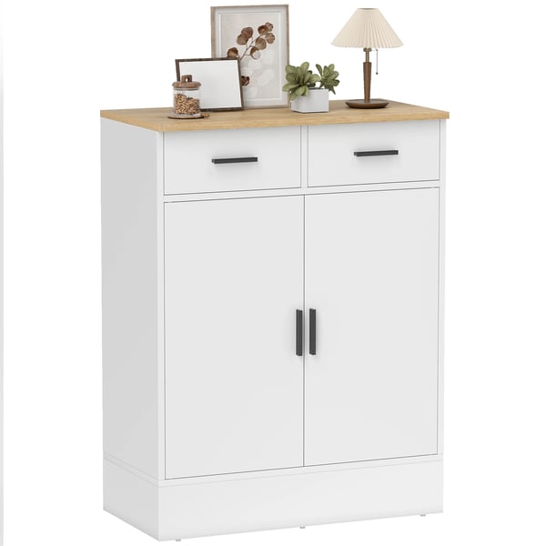 Sideboard för vardagsrum - Skänk - 2 Dörrar - 2 Lådor - Justerbara Hyllor - 68,6 x 35 x 90,3 cm - Vit
