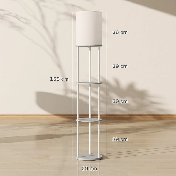 Lampa med hyllor - Golvlampa - 3 Färgtemperaturer - Fjärrkontroll - Upp till 2000 lm - Enkel montering - Gul