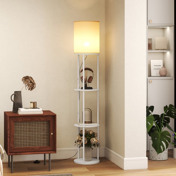 Golvlampa med hyllor - Golvlampa - 3 Färgtemperaturer - Fjärrkontroll - Nätström - 249–2000 Lumen - Vit Golvlampa med hyllor - Golvlampa - 3 Färgtemperaturer - Fjärrkontroll - Nätström - 249–2000 Lumen - Vit