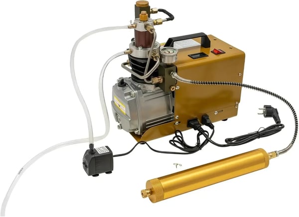 Højtryk luftkompressor - PCP Kompressor - Tryk 300 bar (30 MPa) - Flow 100 l/min - Kapacitet 2 l - Olie/vand-separator - 220V EU-stik - CE