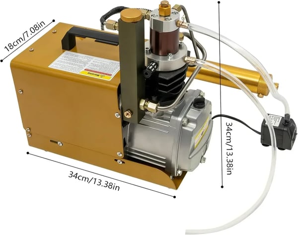 Højtryk luftkompressor - PCP Kompressor - Tryk 300 bar (30 MPa) - Flow 100 l/min - Kapacitet 2 l - Olie/vand-separator - 220V EU-stik - CE