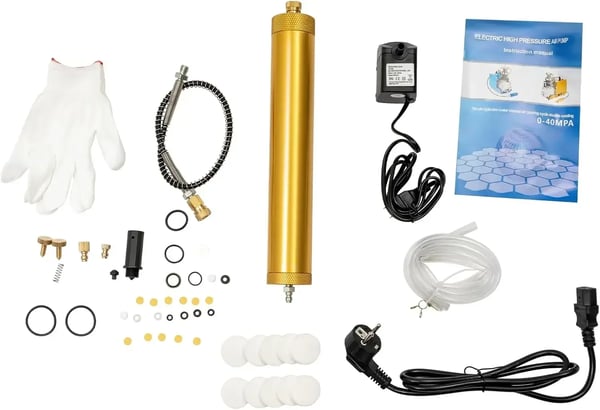 Højtryk luftkompressor - PCP Kompressor - Tryk 300 bar (30 MPa) - Flow 100 l/min - Kapacitet 2 l - Olie/vand-separator - 220V EU-stik - CE