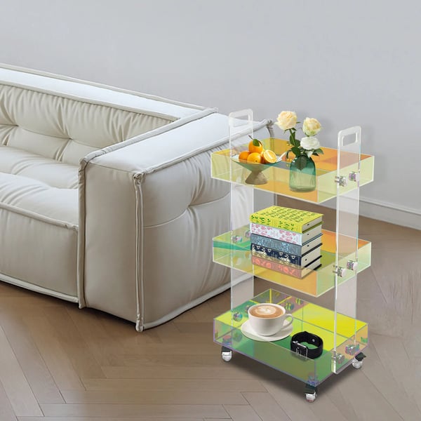 Sofabord - Akryl, 3 niveauer - 40×26×63 cm - Gennemsigtig akryl - Med hjul - Moderne stil