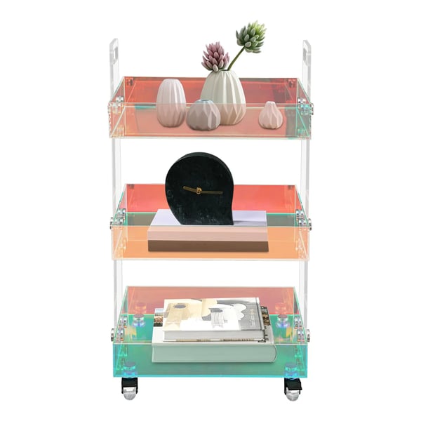 Sofabord - Akryl, 3 niveauer - 40×26×63 cm - Gennemsigtig akryl - Med hjul - Moderne stil