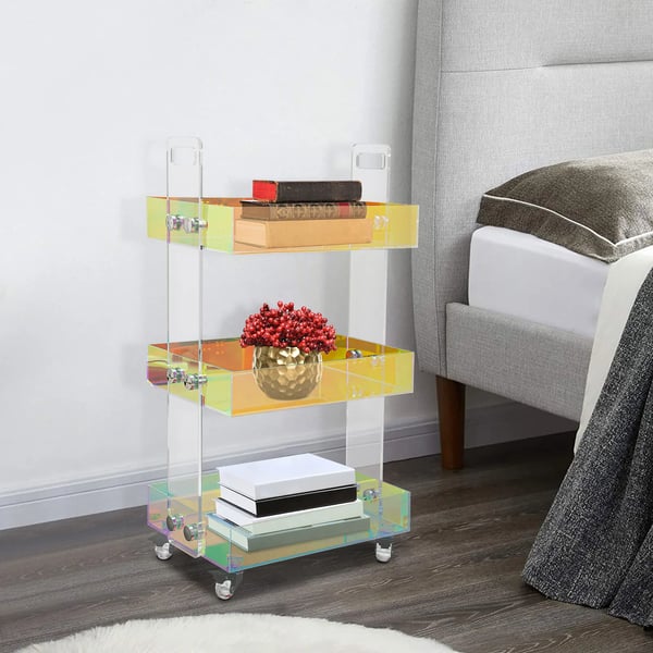 Sofabord - Akryl, 3 niveauer - 40×26×63 cm - Gennemsigtig akryl - Med hjul - Moderne stil