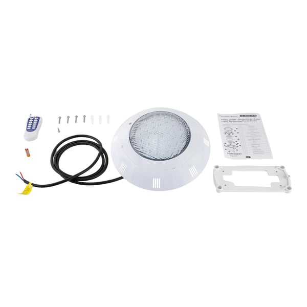 LED poollampe - Nedsænkelig - Spænding 12 V - Effekt 36 W 2500 lm 360 LED - Diameter 29,5 cm - IP68 Vandtæt - Kabel 1,5 m - Hvid
