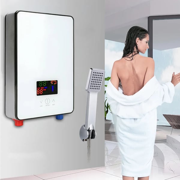 Vandvarmer - Gennemstrømsmodel 6500 W - Touch-styring - Øjeblikkeligt varmt vand - Kompakt design - Sikker og holdbar - Hvid