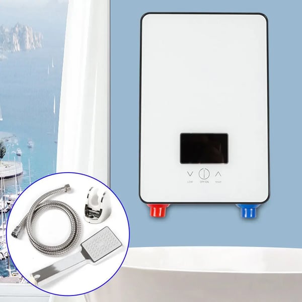 Vandvarmer - Gennemstrømsmodel 6500 W - Touch-styring - Øjeblikkeligt varmt vand - Kompakt design - Sikker og holdbar - Hvid