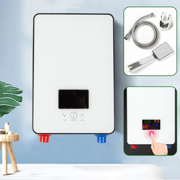 Vandvarmer - Gennemstrømsmodel 6500 W - Touch-styring - Øjeblikkeligt varmt vand - Kompakt design - Sikker og holdbar - Hvid