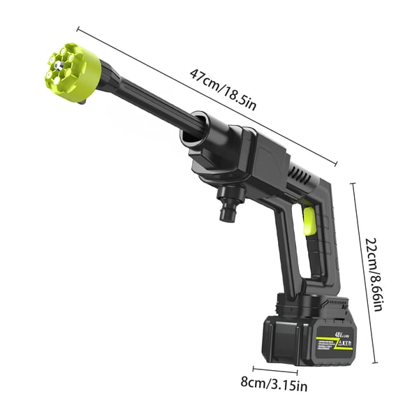 Trådløs højtryksrenser - Håndholdt 300 W - 6-i-1 dyse - UK-stik - Uden batteri - Bilvask