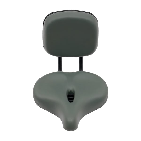 Cykelsadel - Med ryglæn - Bred 33×30 cm - Tykkelse 7,9 cm - Ryglæn justerbart 10–15 cm - Til cykel & trehjulet cykel - Lysegrå