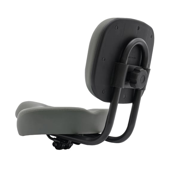 Cykelsadel - Med ryglæn - Bred 33×30 cm - Tykkelse 7,9 cm - Ryglæn justerbart 10–15 cm - Til cykel & trehjulet cykel - Lysegrå
