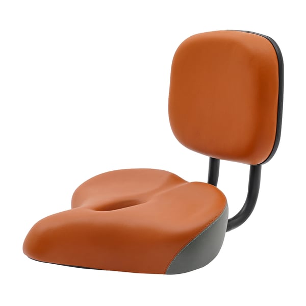 Cykelsadel med ryggstöd - Bred komfortsadel - Ryggstöd justerbart 10–15 cm - Dyna 33×30×7,9 cm - Konstläder - Max 100 kg - Vinröd