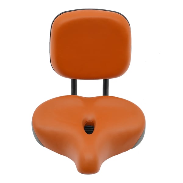 Cykelsadel med ryglæn - Bred komfortsadel - Ryglæn justerbart 10–15 cm - Pude 33×30×7,9 cm - Kunstlæder - Max 100 kg - Vinrød