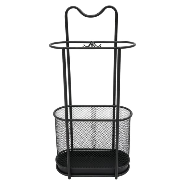 Paraplyholder - Fritstående metalstativ - Paraply- og stokholder - Til entré og altan - 30x15x60 cm - Sort