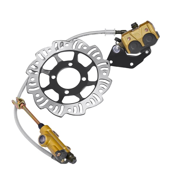 Hydraulisk bagskivebremse-kit - Motocross, Dirt Bike, Pocket Bike - Kaliber med skive - Bagmontering - Komplet sæt - Sølv