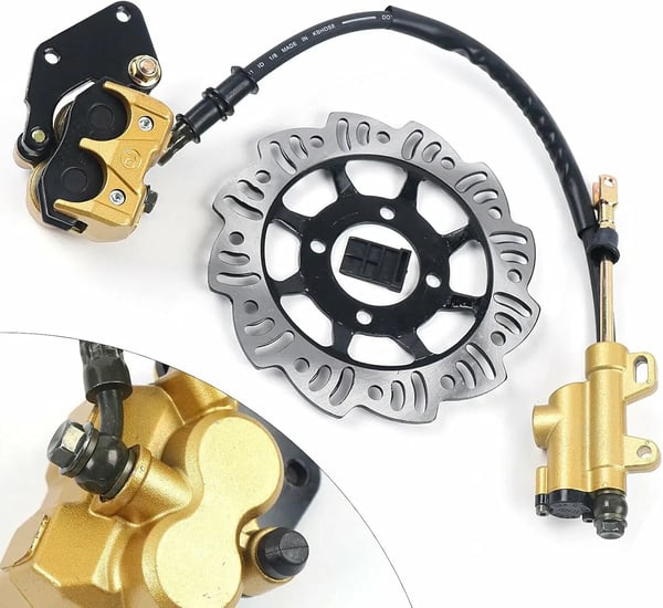 Hydraulisk bagskivebremse-kit - Motocross, Dirt Bike, Pocket Bike - Kaliber med skive - Bagmontering - Komplet sæt - Sølv