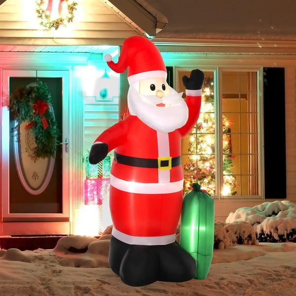 Uppblåsbar jultomte - Juldekoration - Med lampor - Inbyggd fläkt - Mått 148x85x240 cm - Nylon - EU-nätadapter - CE-godkänd - Röd