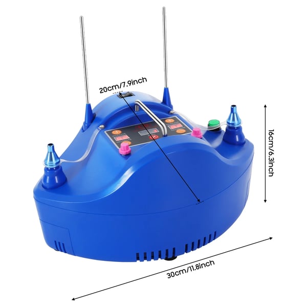 Ballonpumpe & Oppustningsmaskine - Elektrisk 1200 W - 500 L/min Luftstrøm - Hurtig Oppustning - Til Fester & Events - Blå