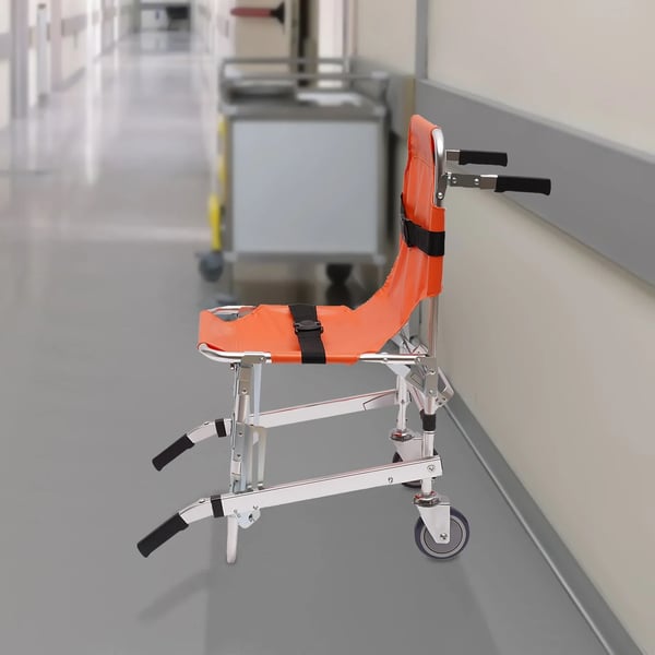 Trappetransportstol - Evakueringsstol med 2 hjul - Sammenklappelig - Let Aluminiumlegering - Bærbar - Maks 159 kg - Lilla