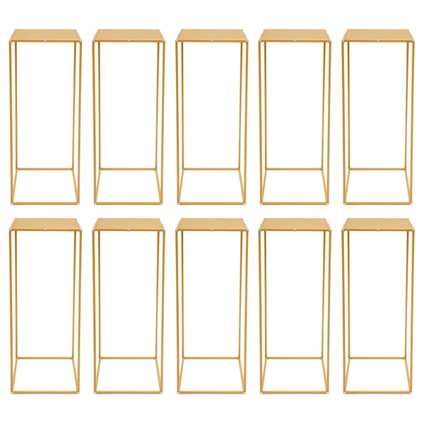 Blomsterställ för Bröllop - Rektangulär Geometrisk Metallställning - 10-Pack - 30×30×80 cm - Storlek L - Guld