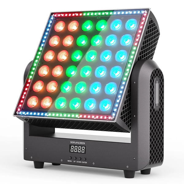 Moving Head Wash-lampa - 200W RGBW - DMX512 9/19/110 kanaler - 36×10W + 96×0,2W LED - Auto/Ljud/Master-Slave - För scen & DJ - Flerfärgad