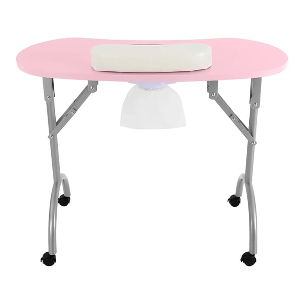 Manicurebord til negletekniker - Neglebord - 5,5 W støvudsug - 3 støvposer - 100 CFM - 30 kg bæreevne - 90×40×72,5 cm - Pink