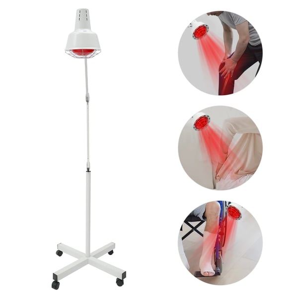 Infrarød lampe - Rødt lys terapilampe - 275 W - Justerbar temperatur - Timer - Smertelindring - Hvid