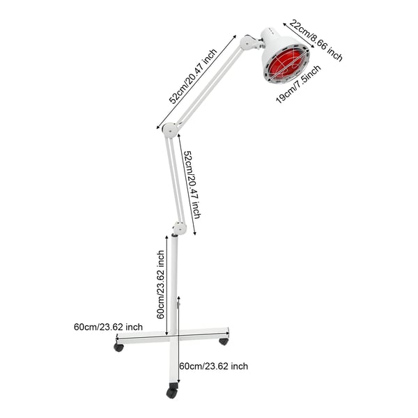 Infrarød lampe - Rødt lys terapilampe - 275 W - Justerbar temperatur - Timer - Smertelindring - Hvid