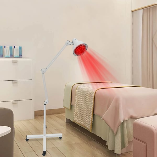 Infrarød lampe - Rødt lys terapilampe - 275 W - Justerbar temperatur - Timer - Smertelindring - Hvid