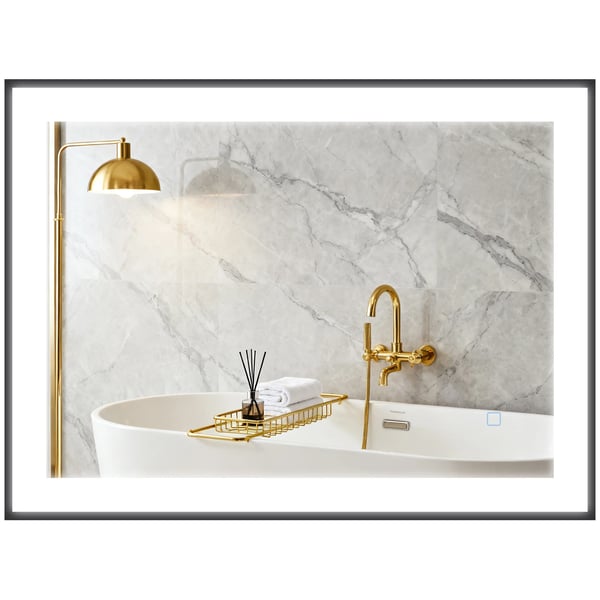 Badrumsspegel - Rektangulär LED-spegel - 80×60 cm - 3 färger - Imskydd - Minnesfunktion - IP44 - Horisontell/vertikal - Svart aluminiumram