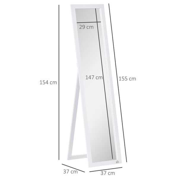 Helkroppsspegel - Fristående Eller Väggmonterad - Modern Design - MDF-ram och glas - 37x37x154 cm - Vit