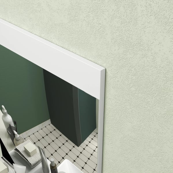 Väggspegel - Rektangulär med öppen hylla - 50x12x60 cm - För badrum och hall - Modern stil - Vit