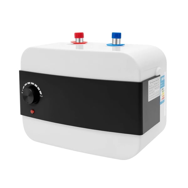 Mini varmvattenberedare - Elektrisk 6 l 1500 W - Väggmonterad - Övre anslutning - Snabb uppvärmning - För kök & badrum - Vit + svart