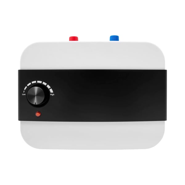 Mini vandvarmer - Elektrisk 6 l 1500 W - Væghængt - Øvre tilslutning - Hurtig opvarmning - Til køkken & bad - Hvid + sort