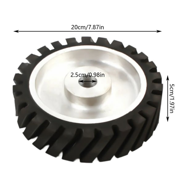 Kontakthjul i gummi - Til båndsliber - Diameter 200 mm - Bredde 50 mm - Hul 25 mm - Sort