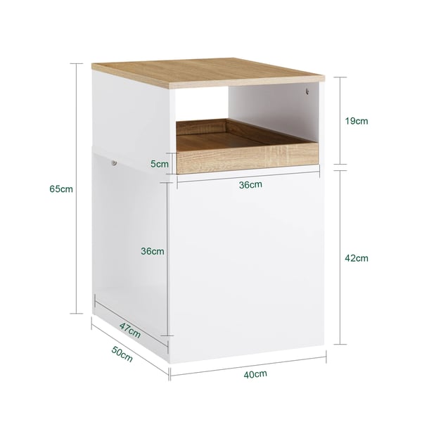 Rullecontainer til kontor - Arkivskab - 3 skuffer - Med hjul - 40×65×50 cm - Samling kræves - Hvid