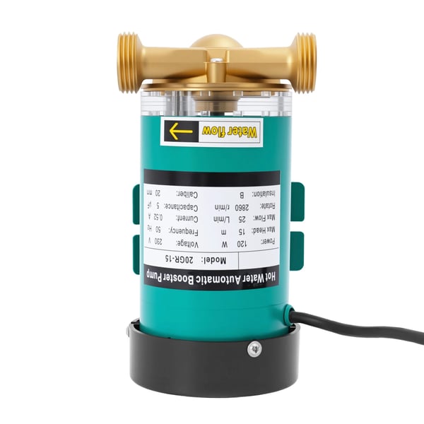 Trykforøgerpumpe til vand - Cirkulationspumpe - 120 W - 220 V EU-stik - Varmt & Koldt Vand - Automatisk Flowkontakt - Til Hjem & Bruser - Sort