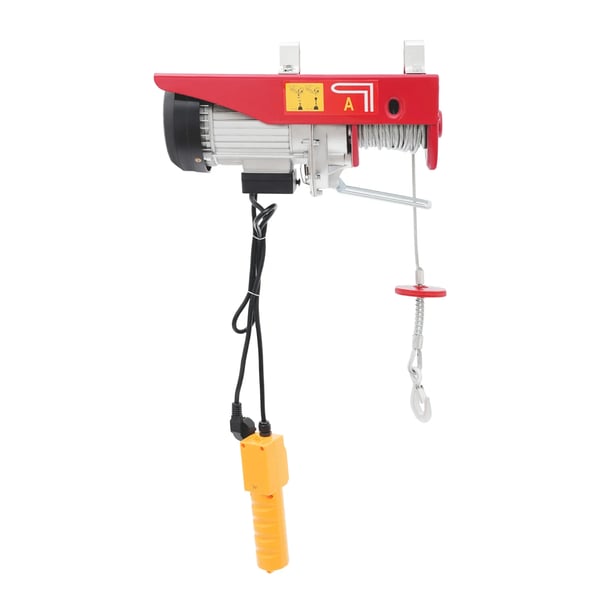 Industriel elektrisk talje - Stålwiretalje - 800 kg Løftekapacitet - 6 m Løftehøjde - 1300 W Kobbermotor - 220 V 50 Hz - Dobbelt Løftefunktion - Rød