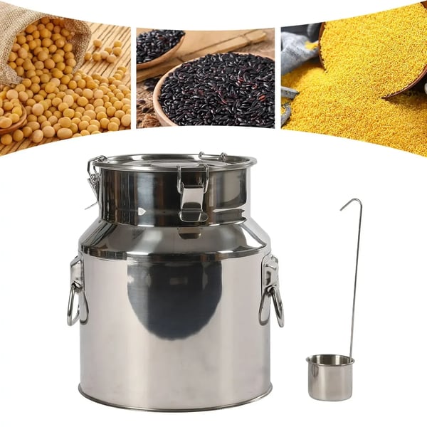 Ruostumaton terässanko - Tiivis 14 l säiliö - Kotipanemiseen olut/viini - Veden/öljyn/riisin säilytys - Kantokahva - Hopea