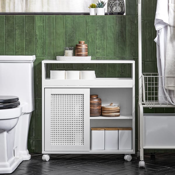 Smal nicheopbevaring på hjul - BZR119-W - Bredde 20 cm - Rullende køkkenvogn/hylde - Opbevaring af toiletpapir - Hvid
