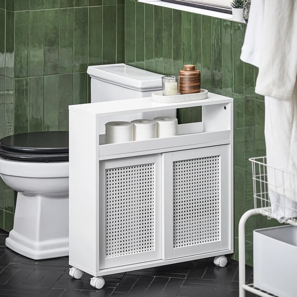 Smal nicheopbevaring på hjul - BZR119-W - Bredde 20 cm - Rullende køkkenvogn/hylde - Opbevaring af toiletpapir - Hvid