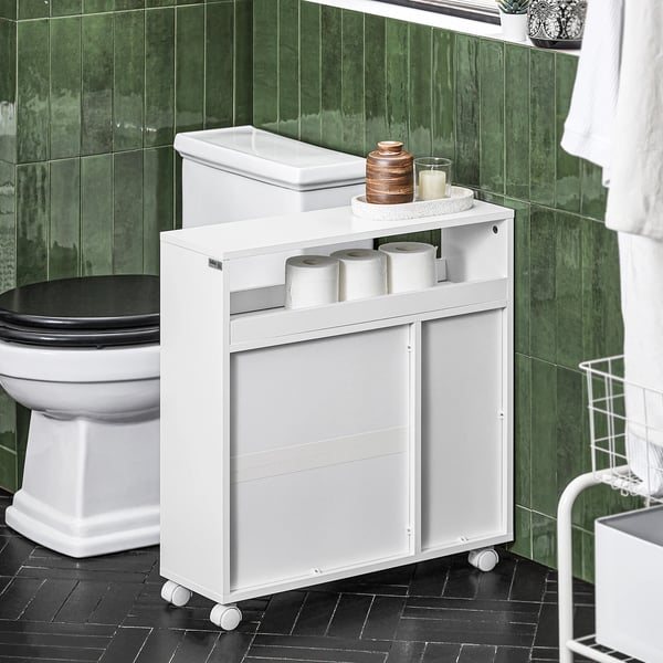Smal nicheopbevaring på hjul - BZR119-W - Bredde 20 cm - Rullende køkkenvogn/hylde - Opbevaring af toiletpapir - Hvid