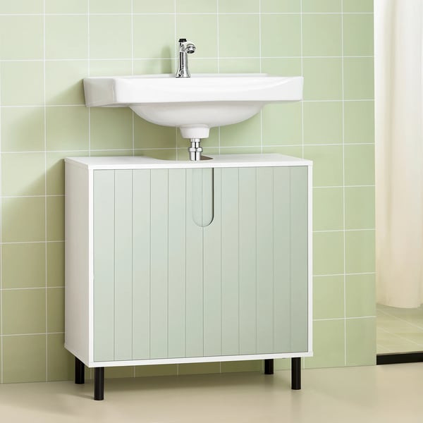 Håndvaskskab - Underskab til vask - 60×30×60 cm - Justerbar opbevaring - Selvmontering - Lysegrøn