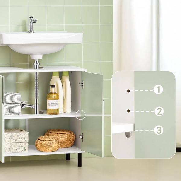 Håndvaskskab - Underskab til vask - 60×30×60 cm - Justerbar opbevaring - Selvmontering - Lysegrøn