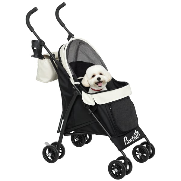 Hundvagn - Husdjursvagn för små hundar - Paraplyfällning - 76 x 44 x 103 cm - Beige