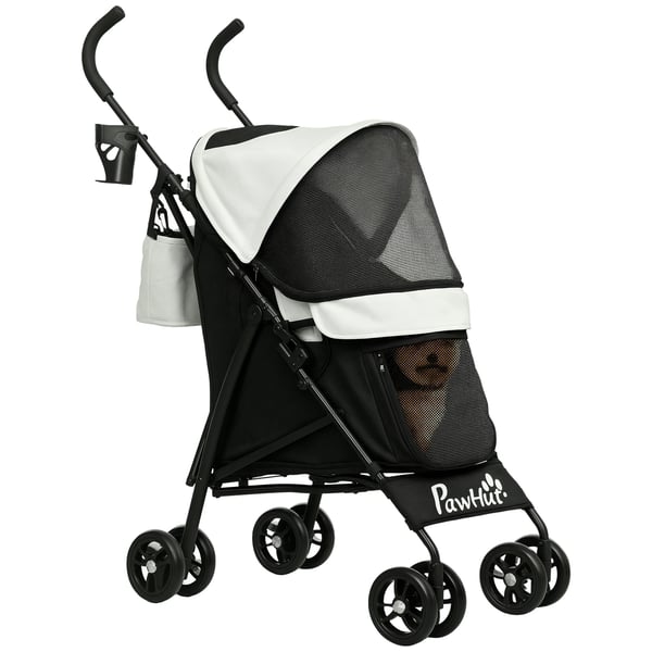 Hundvagn - Husdjursvagn för små hundar - Paraplyfällning - 76 x 44 x 103 cm - Beige