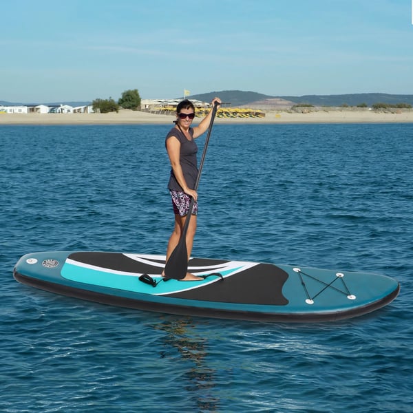Ilmatäytteinen SUP-setti - SUP-lauta Paddle Board - 305×76×10 cm - Liukumaton Kansi - 150 kg Kantavuus - 12–15 PSI - Pumppu, Mela, Evä - Keltainen