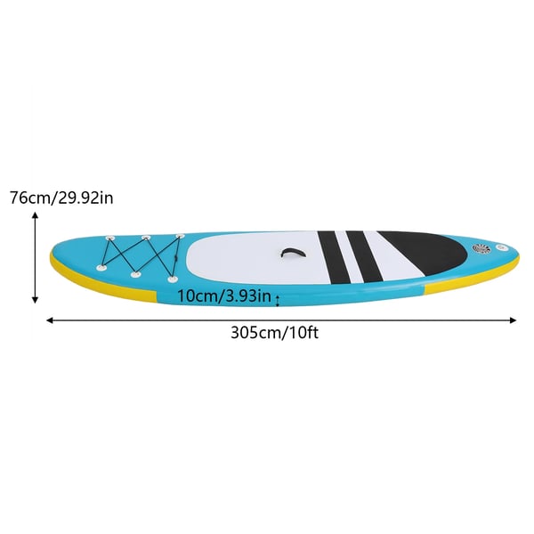 Ilmatäytteinen SUP-setti - SUP-lauta Paddle Board - 305×76×10 cm - Liukumaton Kansi - 150 kg Kantavuus - 12–15 PSI - Pumppu, Mela, Evä - Keltainen